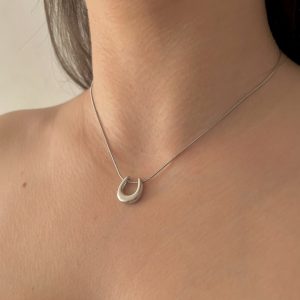 Collar Efecto Plateado Acero Inoxidable